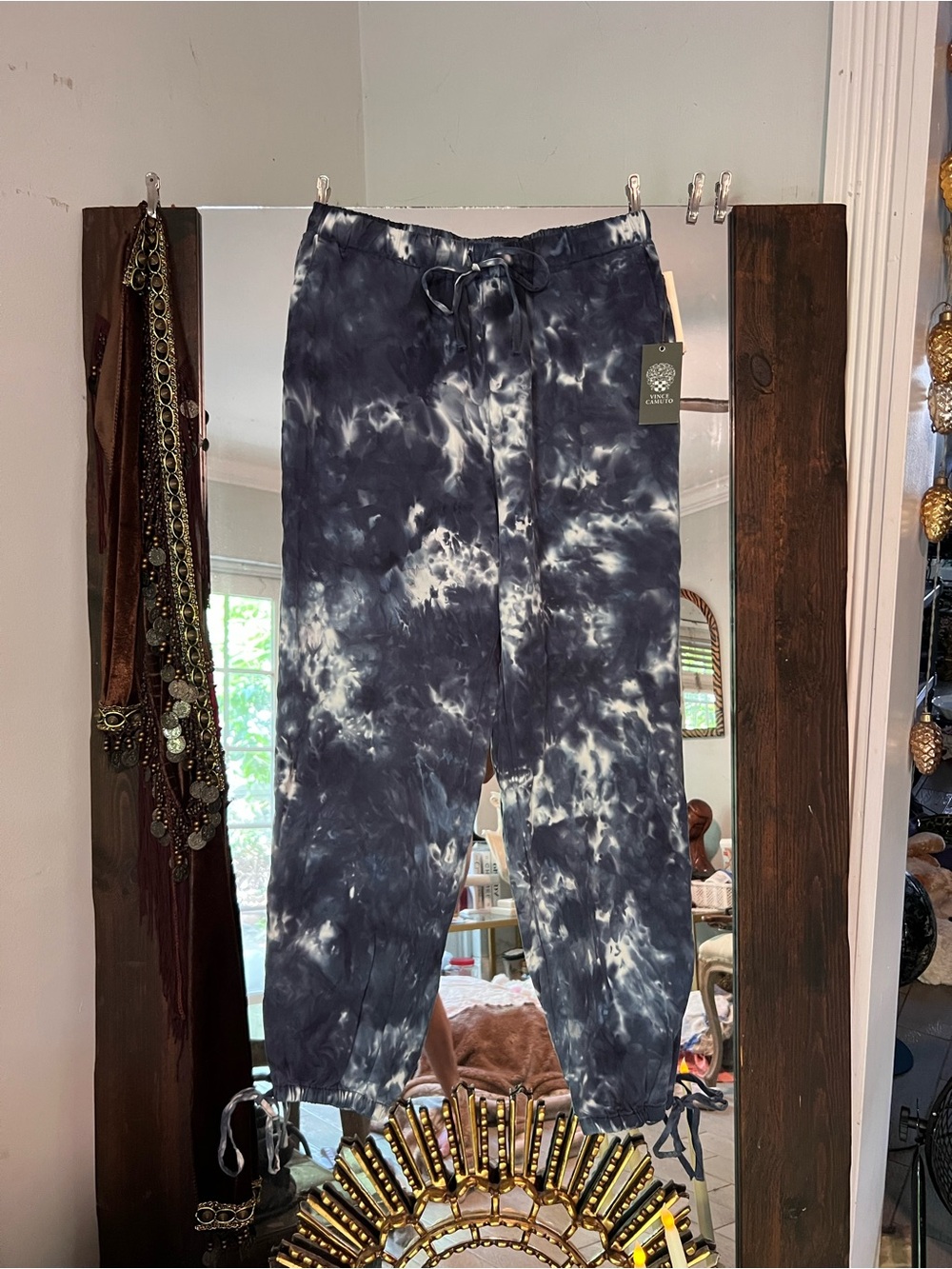 Tie-Dye Dusty Blue & White Relaxed Pants Joggers